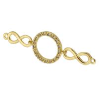 Cubic Zirconia Micro Pave Latão Connector, cobre, banhado a ouro genuino, micro pavimento em zircônia cúbica, dourado, 47mm, Buraco:Aprox 1mm, vendido por PC