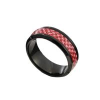 Stainless Steel Finger Ring 304 Stainless Steel with Carbon Fibre Vacuum Ion Plating Unisex US Ring Sold By PC