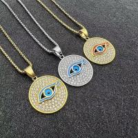 Evil Eye Pendler, 316L Stainless Steel, Unisex & epoxy sticker & med rhinestone, flere farver til valg, 33x47mm, Solgt af PC