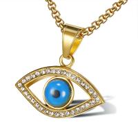 Evil Eye Pendler, Titanium Stål, Unisex & med rhinestone & hule, flere farver til valg, Solgt af PC