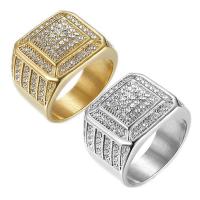 Bague acier titane, Motif géométrique, normes différentes pour le choix & pour homme & avec strass, plus de couleurs à choisir, 19mm, Taille:7-13, Vendu par PC