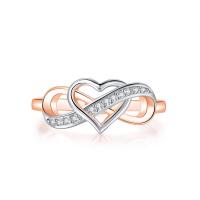 Cubic Zirconia Micro Pave Brass Ring Heart plated & micro pave cubic zirconia & for woman & hollow nickel lead & cadmium free US Ring Sold By PC