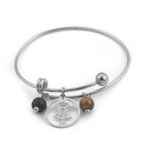 Titanium armbanden, Titanium Staal, met Lava & Tiger Eye, Verstelbare & mode sieraden & voor vrouw, meer kleuren voor de keuze, Binnendiameter:Ca 68x2mm, Verkocht door PC