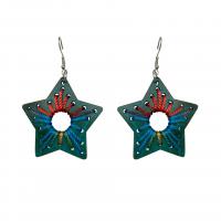 Adhmad Buail Earring, Star, jewelry faisin & do bhean, dathanna níos mó le haghaidh rogha, 70x45mm, Díolta De réir Péire