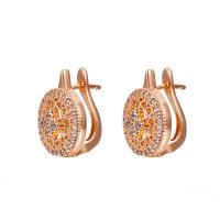 Cubic Zirconia Micro Pave Brass Earring plated fashion jewelry & micro pave cubic zirconia & for woman 14mm Sold By Pair