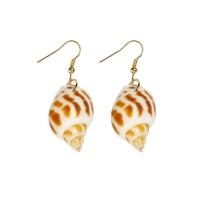 Zinc Alloy Oorbellen, met Trumpet Shell, gold plated, mode sieraden & voor vrouw, 50x15mm, Verkocht door pair