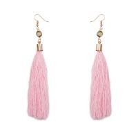 Fashion Fringe Oorbellen, Zinc Alloy, met Polyester garens, gold plated, mode sieraden & voor vrouw, meer kleuren voor de keuze, 140x25mm, Verkocht door pair