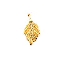 Pingentes de bronze oco, cobre, Maple Leaf, 18K banhado a ouro, DIY & vazio, dourado, 18.60x38mm, vendido por PC