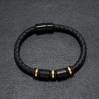 PU Leather Cord Bracelets with Zinc Alloy fashion jewelry & for man Length Approx 21-22 cm Sold By PC