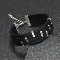 Pulseras de Cordón de PU, Cuero de PU, con fundición, Joyería & para hombre, Negro, longitud aproximado 21-22 cm, Vendido por UD