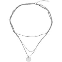 Collier de mode Multi couche, Acier titane, avec 5cm chaînes de rallonge, Plat rond, trois couches & bijoux de mode & pour femme, argent, Longueur 40 cm, 45 cm, Vendu par PC