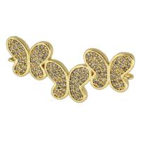 Zircon cubique Micro Pave laiton Connecteur, papillon, Plaqué d'or, pavé de micro zircon, Or, 30x14x2mm, Trou:Environ 0.5mm, Vendu par PC