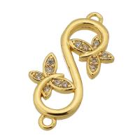 Cubic Zirconia Micro Pave Brass Connector real gold plated micro pave cubic zirconia gold Approx 1mm Sold By PC