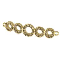 Cubic Zirconia Micro Pave Latão Connector, cobre, banhado a ouro genuino, micro pavimento em zircônia cúbica, dourado, 41x9x2mm, Buraco:Aprox 1.5mm, vendido por PC