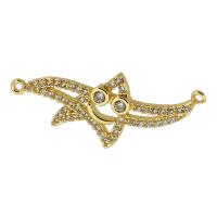 Ciúbach Zirconia Micrimhilseogra réiteodh nascóirí Prás, Starfish, óir fíor plated, micrea réiteach zirconia ciúbach, óir, 32x13x2.50mm, Poll:Thart 1mm, Díolta De réir PC