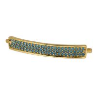 Zircon cubique Micro Pave laiton Connecteur, Plaqué d'or, pavé de micro zircon, bleu, 36x5x6mm, Trou:Environ 1mm, Vendu par PC