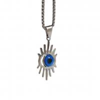 Evil Eye Pendler, Titanium Stål, med Plastic, forgyldt, forskellige stilarter for valg, flere farver til valg, 39x19mm, Solgt af PC