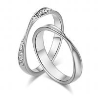 Couple Finger Rings Titanium Steel plated Unisex & with rhinestone Sold By PC