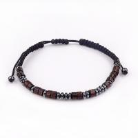 Pulsera de joyería magnética, Negro+Magnético+Piedra, con cordón poliéster & madera, unisexo, más colores para la opción, longitud aproximado 7-11 Inch, Vendido por UD