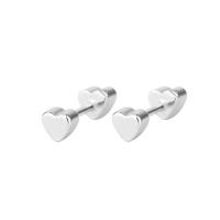 Sterling Silver Jewelry orecchino, 925 sterline d'argento, Cuore, placcato platino, Stile coreano & per la donna, 3.60x4x11.30mm, Venduto da coppia