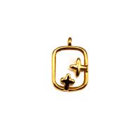 Mässing Smycken Hängen, Rektangel, 18K guldpläterad, DIY, gyllene, 10.30x15.40mm, Säljs av PC