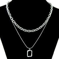 Colar de jóias de aço inoxidável, Aço inoxidável 304, with 1.97inch extender chain, 2 peças & joias de moda & para mulher, cor original, níquel, chumbo e cádmio livre, 21x14mm, comprimento Aprox 15.75 inchaltura, Aprox 18.5 inchaltura, vendido por Defina