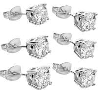 Stainless Steel Stud Øreringe, 316L Stainless Steel, Unisex & forskellig størrelse for valg & med cubic zirconia, flere farver til valg, Solgt af par