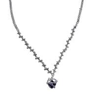 Collier d'acier titane, avec Pendentif en alliage de zinc, avec 6.5cm chaînes de rallonge, coeur, Placage de couleur argentée, bijoux de mode & pour femme, argent, Longueur 54 cm, Vendu par PC