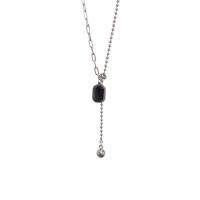 Collier d'acier titane, avec 5cm chaînes de rallonge, rectangle, bijoux de mode & pour femme, couleur originale, Longueur 39 cm, Vendu par PC