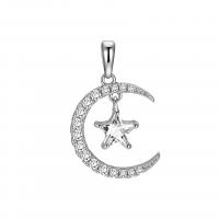 925 Sterling Silver κρεμαστό κόσμημα, Σελήνη και Star, επιχρυσωμένο, DIY & με στρας, περισσότερα χρώματα για την επιλογή, 14.50x23mm, 5PCs/Παρτίδα, Sold Με Παρτίδα