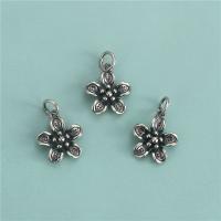 Pendentif en argent Sterling 925, fleur, Vintage & DIY, 12.60x15mm, Trou:Environ 3.8mm, 5PC/lot, Vendu par lot