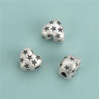 99 % Sterling Silber Beads, 99%, Herz, DIY, 12.60x11.20mm, Bohrung:ca. 3.3mm, 5PCs/Menge, verkauft von Menge