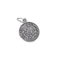 Thailand Sterling Silver Pendants Flat Round Antique finish DIY Approx 4mm Sold By Lot