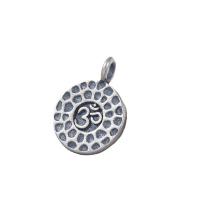 Ταϊλάνδη Sterling Silver μενταγιόν, Flat Γύρος, DIY, 13x9.80x1.10mm, Τρύπα:Περίπου 5mm, 10PCs/Παρτίδα, Sold Με Παρτίδα