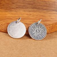 Ταϊλάνδη Sterling Silver μενταγιόν, Flat Γύρος, DIY, 17x17mm, Τρύπα:Περίπου 4mm, 10PCs/Παρτίδα, Sold Με Παρτίδα