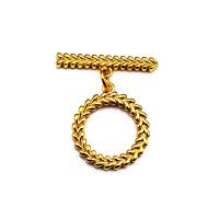 Chiusura Toggle in ottone, Placcato oro 18K, DIY, dorato, 20.80x25mm, Venduto da PC