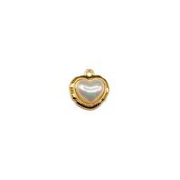 Akryl Vedhæng, Zinc Alloy, med Akryl, Heart, 18K forgyldt, du kan DIY, gylden, 16x16.70mm, Solgt af PC