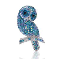 Rhinestone Broche, Zinc Alloy, Owl, mode smykker & for kvinde & med rhinestone, flere farver til valg, 37x65mm, Solgt af PC