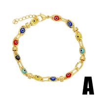 Evil Eye sieraden Armband, Messing, met 5cm extender keten, gold plated, verschillende stijlen voor de keuze & voor vrouw & glazuur, meer kleuren voor de keuze, nikkel, lood en cadmium vrij, 7mm, Lengte Ca 17 cm, Verkocht door PC