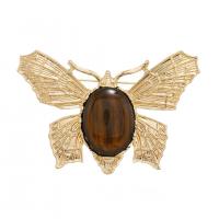 Resina Broche, aleación de zinc, con resina, Mariposa, chapado en color dorado, unisexo, marrón, libre de níquel, plomo & cadmio, 54x35mm, Vendido por UD