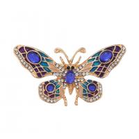 emalje broche, Zinc Alloy, Butterfly, forgyldt, Unisex & med rhinestone, flere farver til valg, nikkel, bly & cadmium fri, 50x25mm, Solgt af PC