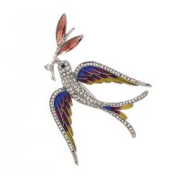 Broche de strass, alliage de zinc, Hirondelle, Placage de couleur platine, unisexe & émail & avec strass, plus de couleurs à choisir, protéger l'environnement, sans nickel, plomb et cadmium, 62x55mm, Vendu par PC