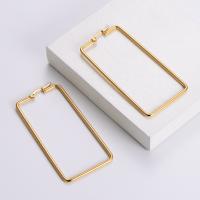 Acier inoxydable Levier Retour Earring, acier inoxydable 316L, rectangle, Plaqué or 18K, bijoux de mode & pour femme, doré, 65x20mm, Vendu par paire