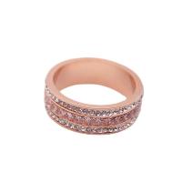 Anillo de dedo acero inoxidable del Rhinestone, acero inoxidable 316L, Donut, Joyería & unisexo & diverso tamaño para la opción & con diamantes de imitación, más colores para la opción, tamaño:6-9, Vendido por UD