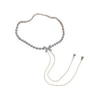 Plast pärlhalsband, Zink Alloy, med Plast Pearl, Fjäril, guldfärg pläterade, mode smycken & justerbar & för kvinna & med strass, nickel, bly och kadmium gratis, Längd 33 cm, Säljs av PC