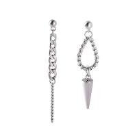 asymmetrische oorbellen, Titanium Staal, met Zinc Alloy, silver plated, mode sieraden & uniseks, zilver, 40mm,45mm, Verkocht door pair