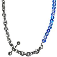 Collana di titanio acciaio, Titantium acciaio, with Perle di vetro, with 5cm extender chain, gioielli di moda & unisex, blu, Lunghezza 43 cm, Venduto da PC