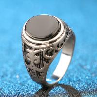 Bague en résine, alliage de zinc, avec résine, Placage de couleur argentée, normes différentes pour le choix & pour homme & noircir, Taille:8.5-10, Vendu par PC