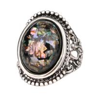 Resin ringen, Zinc Alloy, met Hars, Ovaal, silver plated, verschillende grootte voor keus & voor vrouw, meer kleuren voor de keuze, 26mm, Maat:7-10, Verkocht door PC