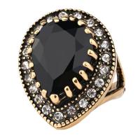 Resin ringen, Zinc Alloy, met Hars, Geometrisch Patroon, antiek goud plated, verschillende grootte voor keus & voor vrouw & met strass, meer kleuren voor de keuze, 26mm, Maat:7-10, Verkocht door PC